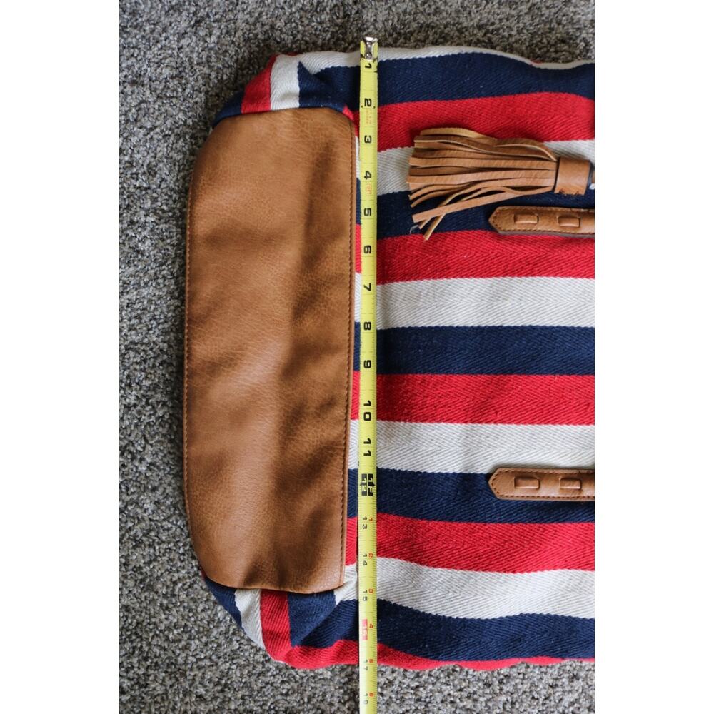 BUENO Red White Blue Leather Tote Bag Purse - Picture 8 of 10